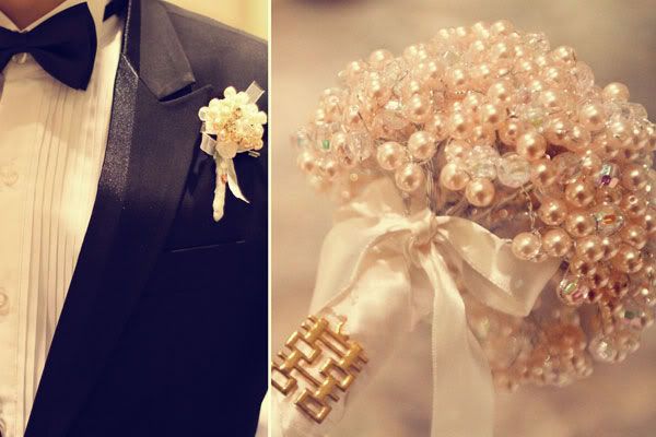 Here's an instruction on how to DIY a Pearl Crystal Bridal Bouquet 