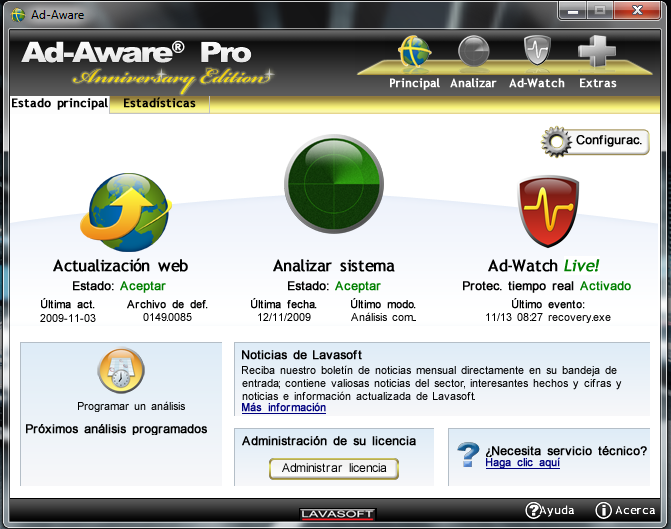 Ad-Aware базируется на собственной разработке Загружать Ad-Aware v.