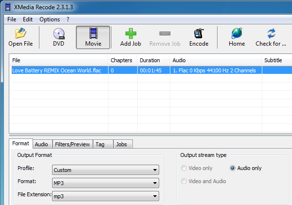 XMedia Recode, free FLAC to MP3 Converter