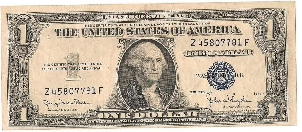 silver certificate dollar 1935 d value