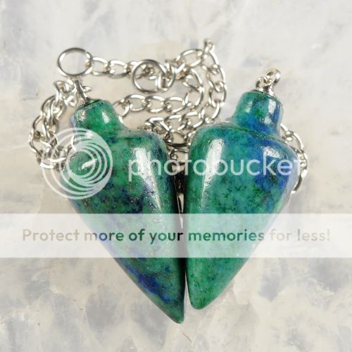 j71413 Two lapis chrysocolla pendulum pendant  