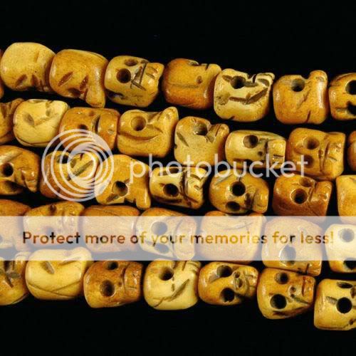 0945 10x9mm carved ox bone skull loose beads  