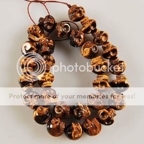 0525 Carved tigereye skull loose beads  