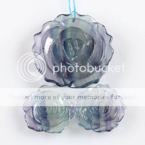 g0872 Carved fluorite flower pendant beads set  