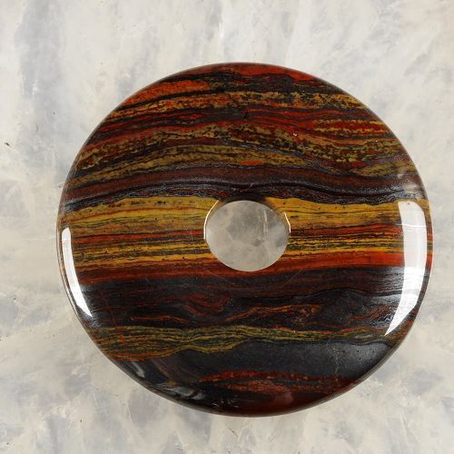 g0908 Golden iron tiger eye donut pendant bead  