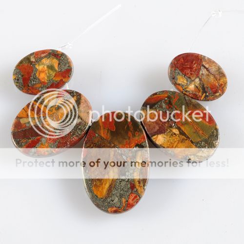 g0938 Pyrite multi color picasso jasper pendant beads set  