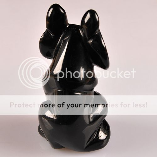 k4191 Carved obsidian fox figurine  